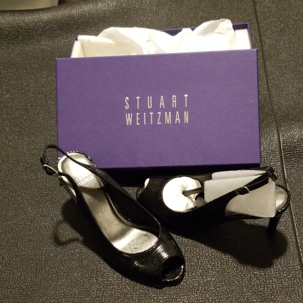 Sz 6.5Ladys open to slinky slingback black heels